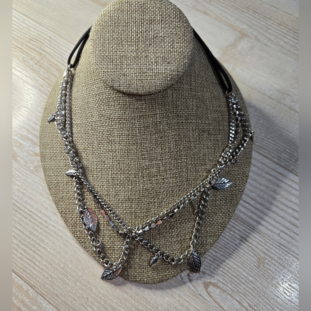 Layered Silver Tone Chain Necklace